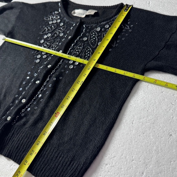 VTG Bob Mackie Studio Glamour: The Silk & Angora Silver/Pearl Beaded Cardigan - Picture 9 of 9